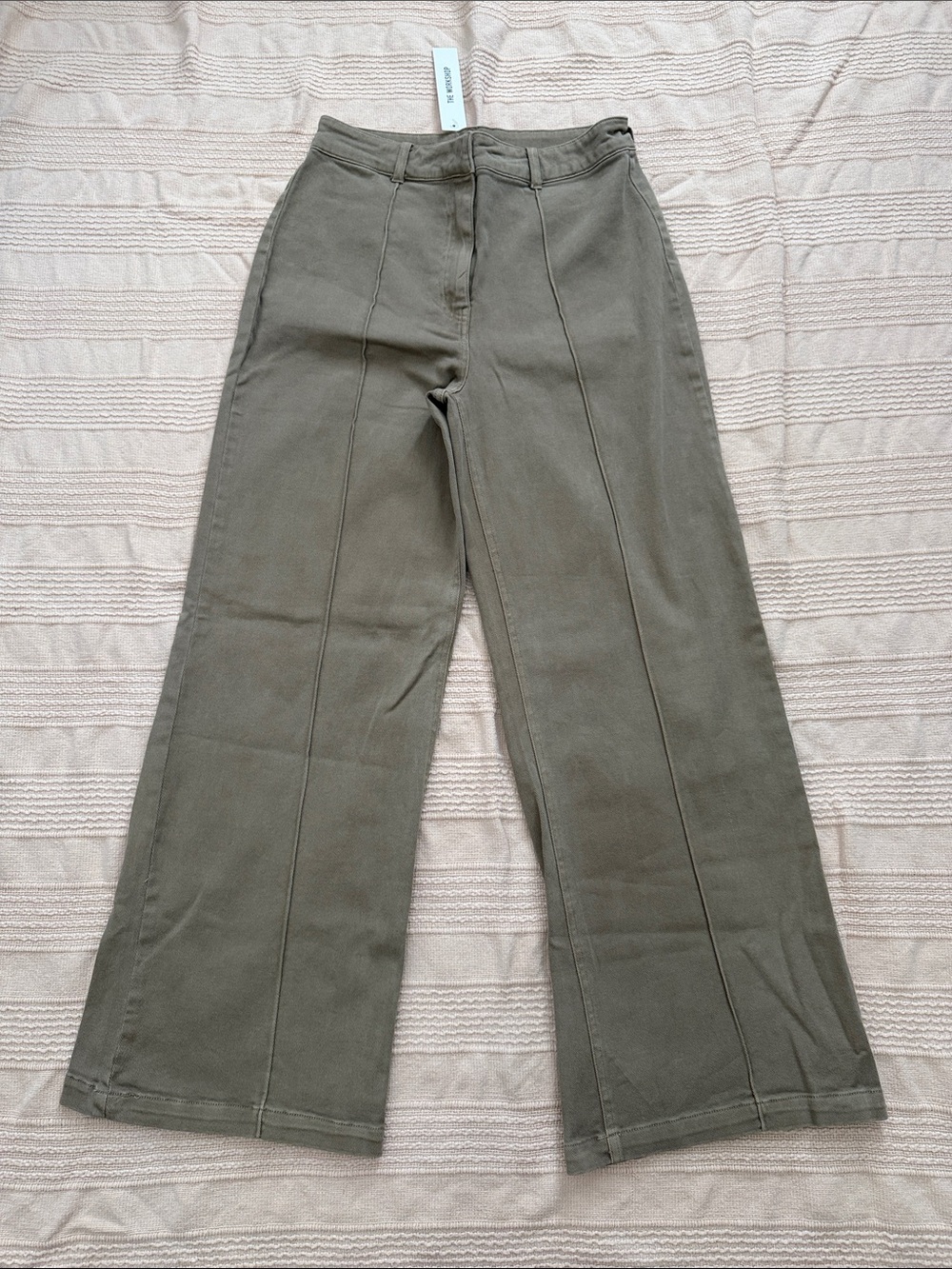 High-Rise Wide Leg Jeans in Olive Green by
